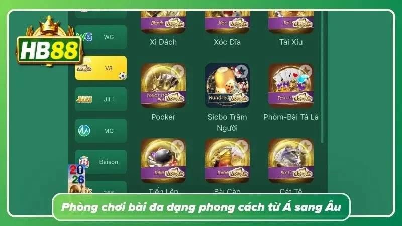 Nhiều lựa chọn trò chơi mang phong cách truyền thống và quốc tế trong cùng hệ thống